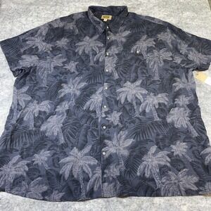 Foundry Hawaiian Shirt Men's 5XL Black Gray Floral Tropical Beach Island Casual‎